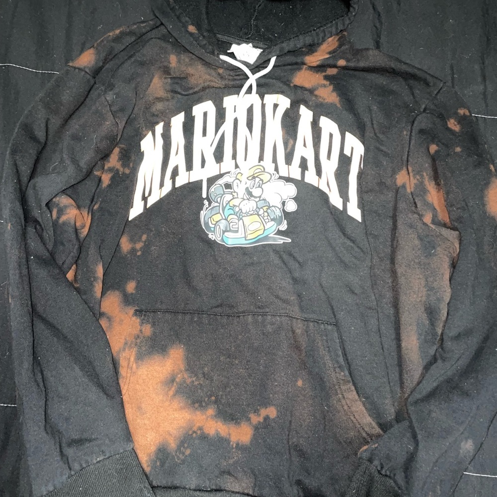 Mario Kart bleach dyed Hoodie size xxl